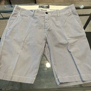 H&M Gray and White striped Flat Front Shorts 36” waist regular fit